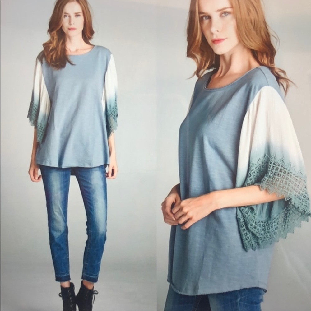 ODDY Ombré  butterfly sleeve, light blue t…